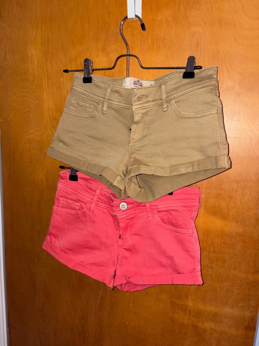 Hollister Size 1 Shorts Bundle – Pink & Khaki | Excellent Condition